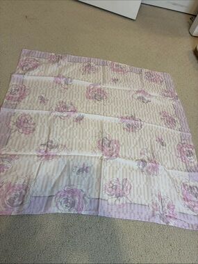 Vintage Lanvin Collection Pink Rose Silk Cotton Square Scarf👝